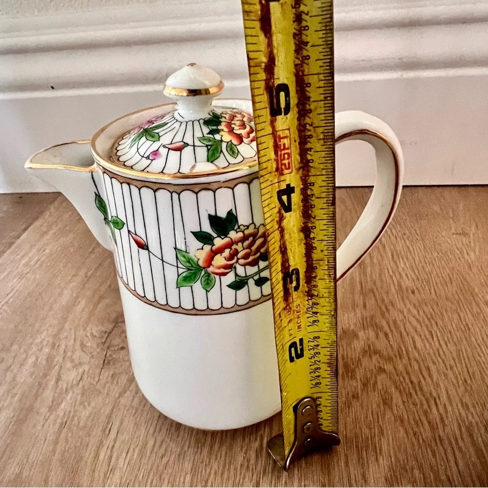 RARE 1920 Paragon Small Size Teapot, Sugar Bowl, Creamer, ‎ Plate Peony Antique